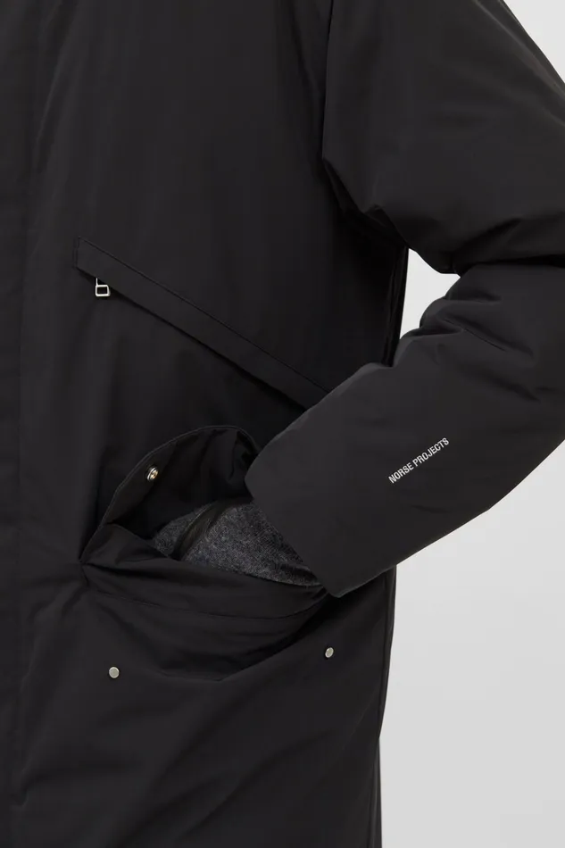 Men Stavanger Military Nylon Parka Black Norse Projects Outerwear