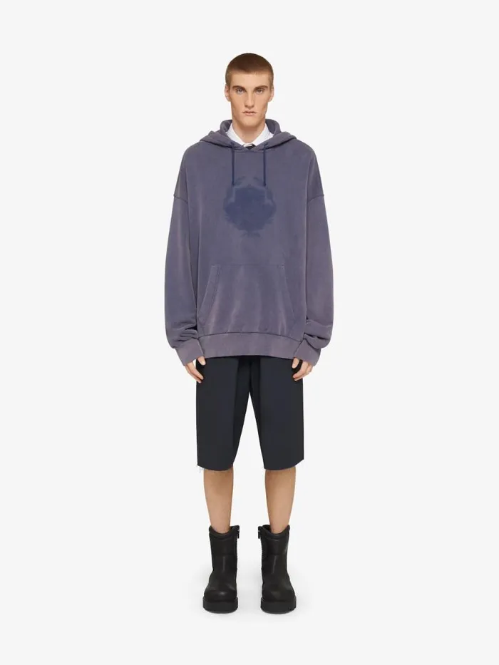 Men Sweatshirts and Hoodies Givenchy GIVENCHY Shadow Oversized Hoodie In Fleece Medium Blue