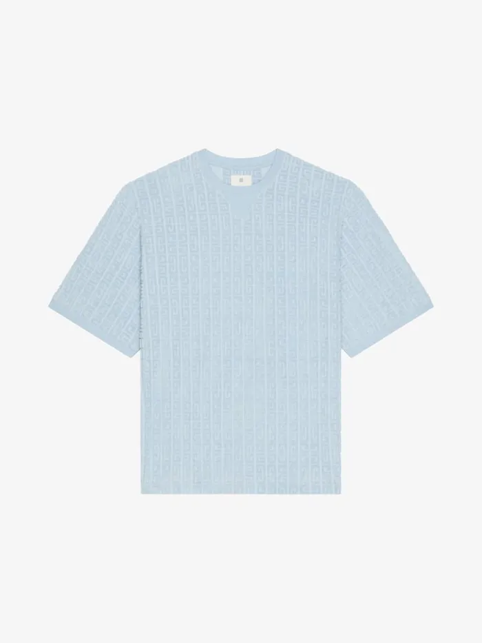 Men TShirts Givenchy Tshirt In 4G Cotton Towelling Sky Blue