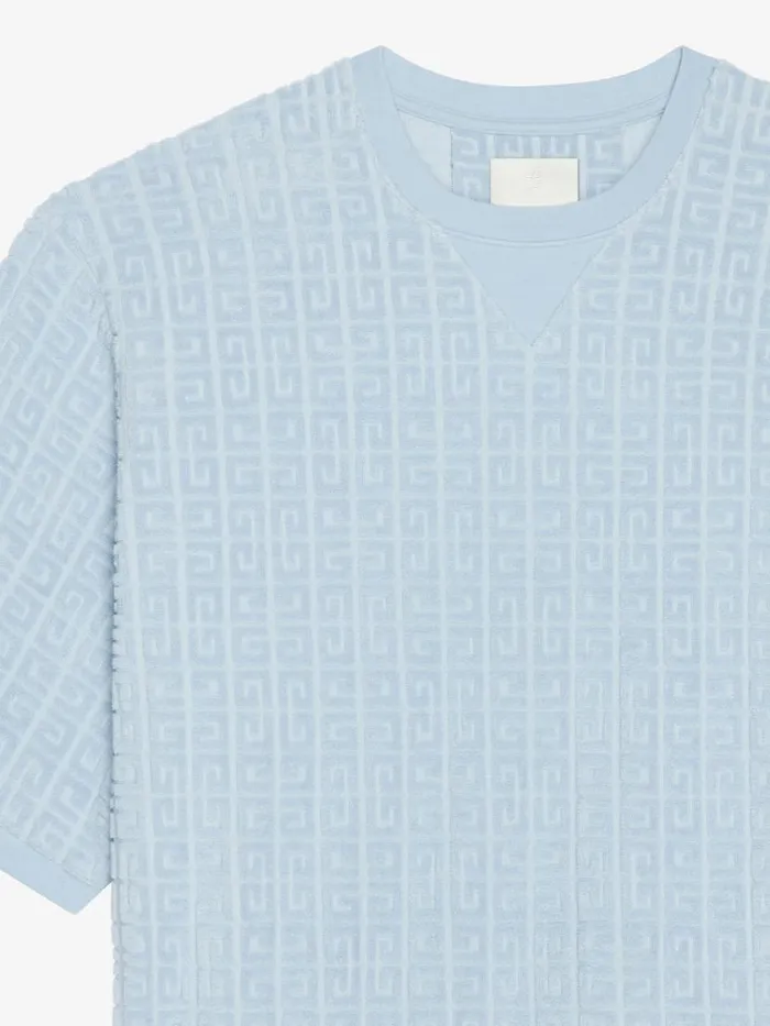Men TShirts Givenchy Tshirt In 4G Cotton Towelling Sky Blue
