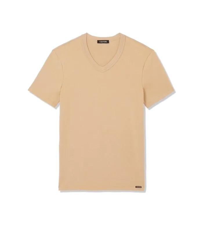 Men TSHIRTS Tom Ford Cotton VNeck TShirt Nude 1