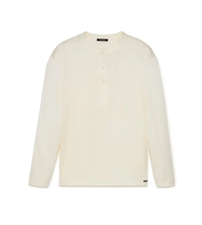 Men TSHIRTS Tom Ford Silk Pajama Henley Ivory