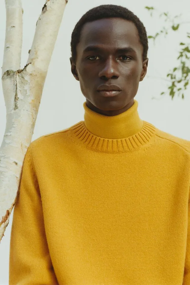 Men Tops Gabriela Hearst Daniel Knit Sweater In Golden Birch Cashmere