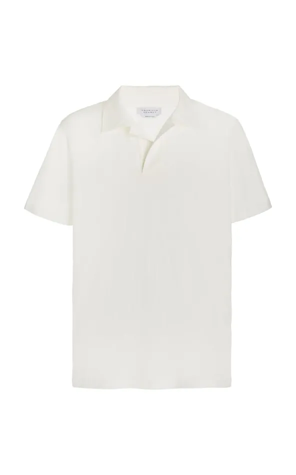 Men Tops Gabriela Hearst Jaime Short Sleeve Polo In White Cotton