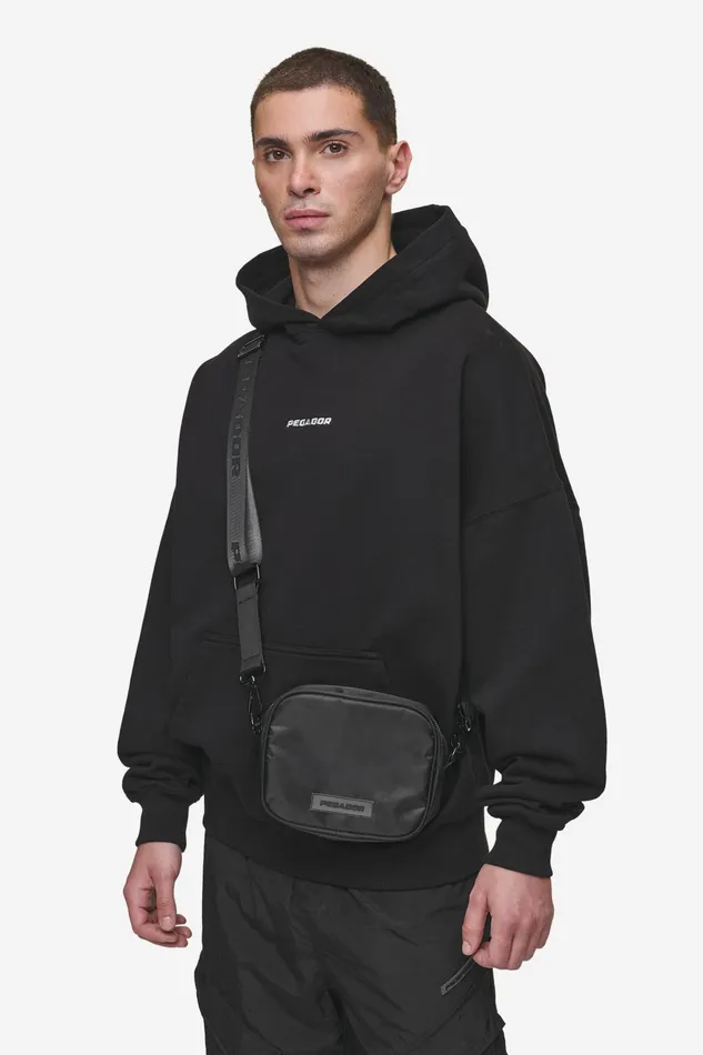 MenWomen Pegador Bags Rubber Logo Patch Nylon Shoulder Strap Bag Black MenWomen Pegador Bags Rubber Logo Patch Nylon Shoulder Strap Bag Black