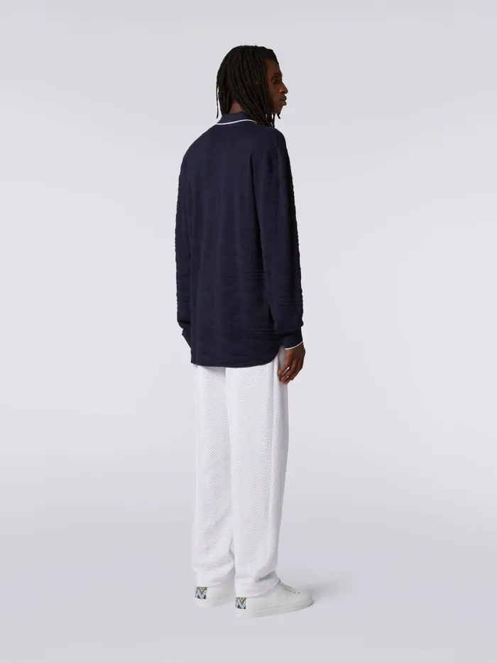Men Wool And Viscose Shirt With Embossing Navy Blue Missoni Shirts