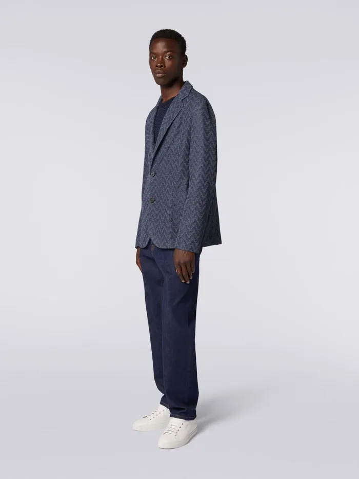 Men Zigzag Cotton SingleBreasted Blazer Blue Missoni Coats and Jackets Men Zigzag Cotton SingleBreasted Blazer Blue Missoni Coats and Jackets