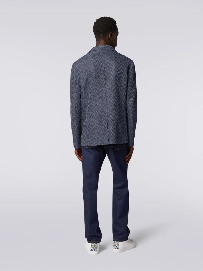 Men Zigzag Cotton SingleBreasted Blazer Blue Missoni Coats and Jackets Men Zigzag Cotton SingleBreasted Blazer Blue Missoni Coats and Jackets