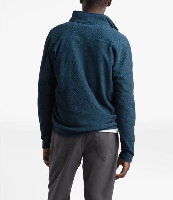Mens The North Face Fleece Textured Cap Rock Zip Fleece Blue Wing Teal