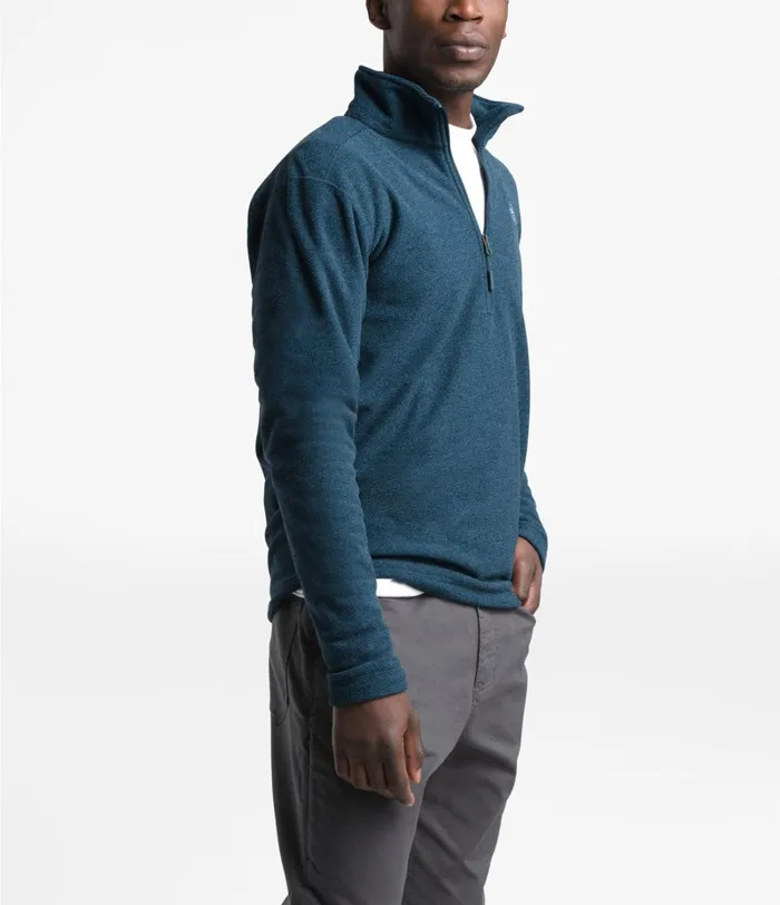 Mens The North Face Fleece Textured Cap Rock Zip Fleece Blue Wing Teal