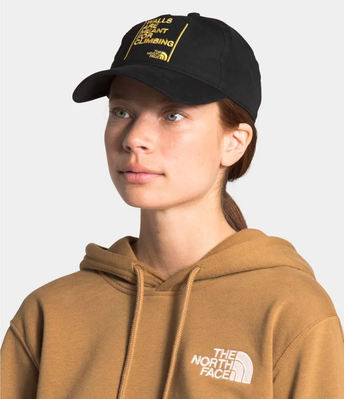 Mens The North Face Hats Walls Are Meant For Climbing Ball Cap Tnf Black