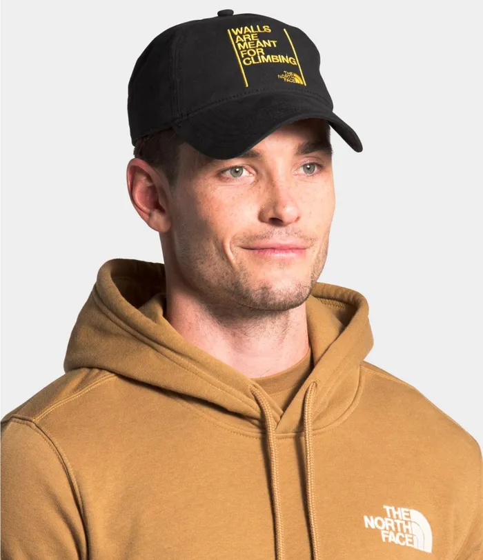 Mens The North Face Hats Walls Are Meant For Climbing Ball Cap Tnf Black