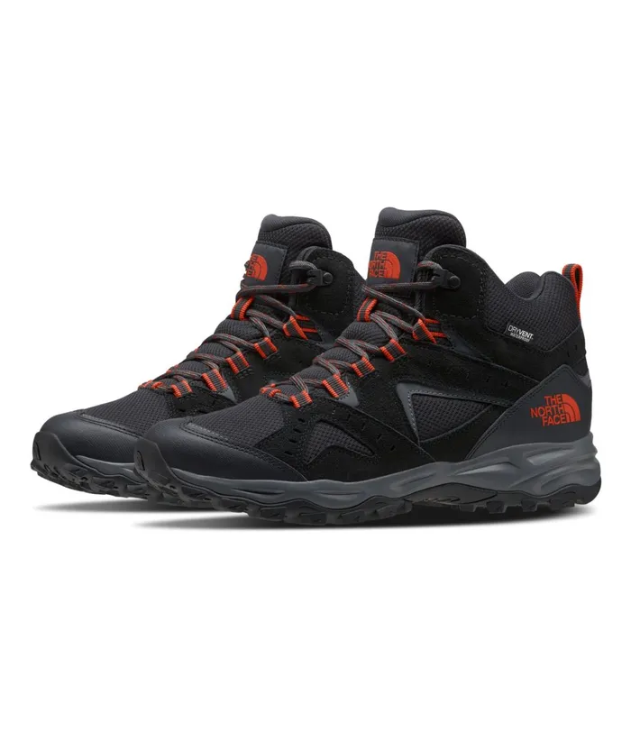 Mens The North Face Sneakers Trail Edge Mid WP Asphalt Greypicante Red