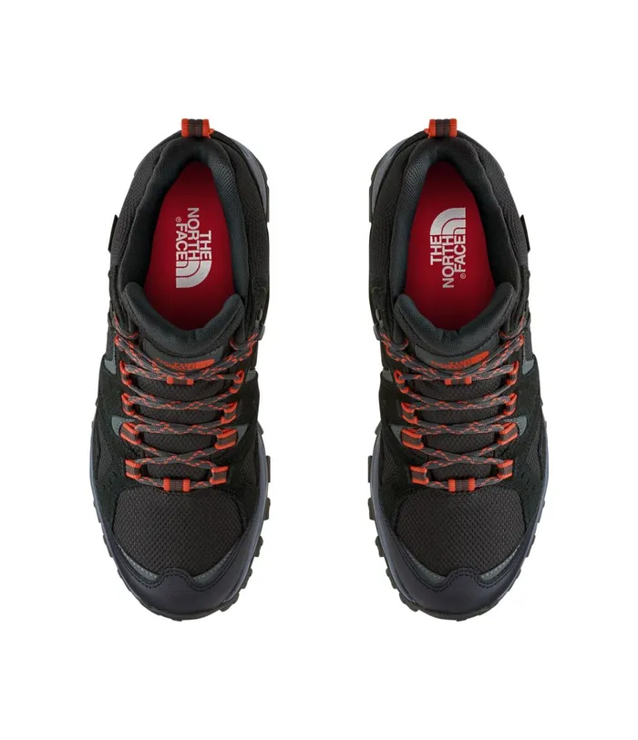 Mens The North Face Sneakers Trail Edge Mid WP Asphalt Greypicante Red