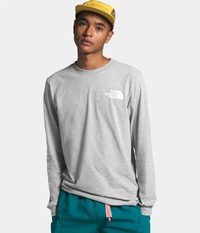 Mens The North Face TShirts Long Sleeve TNF Sleeve Hit Tee Tnf Light Grey Heather