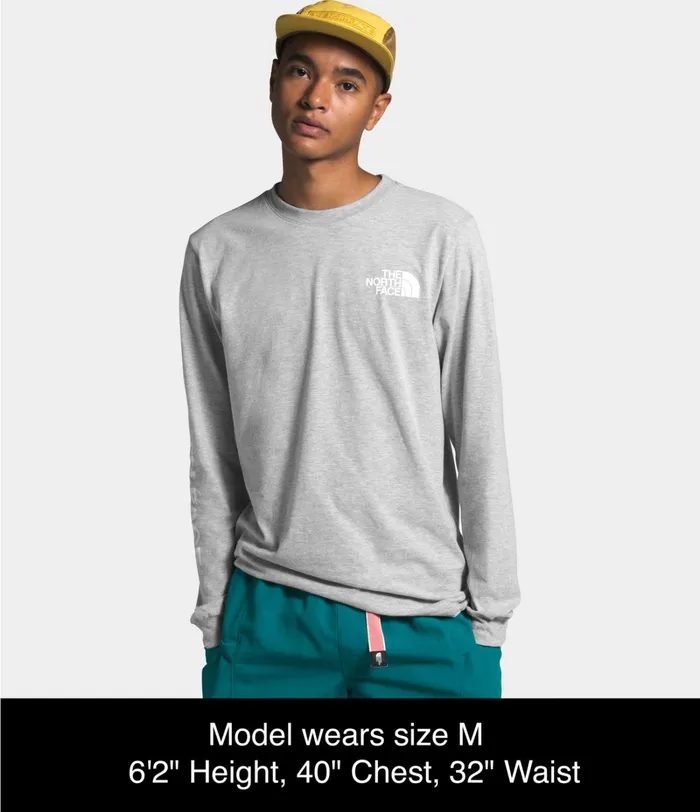 Mens The North Face TShirts Long Sleeve TNF Sleeve Hit Tee Tnf Light Grey Heather