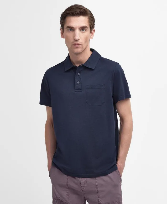 Mercerised Polo Shirt Classic White Men Barbour Polo Shirts
