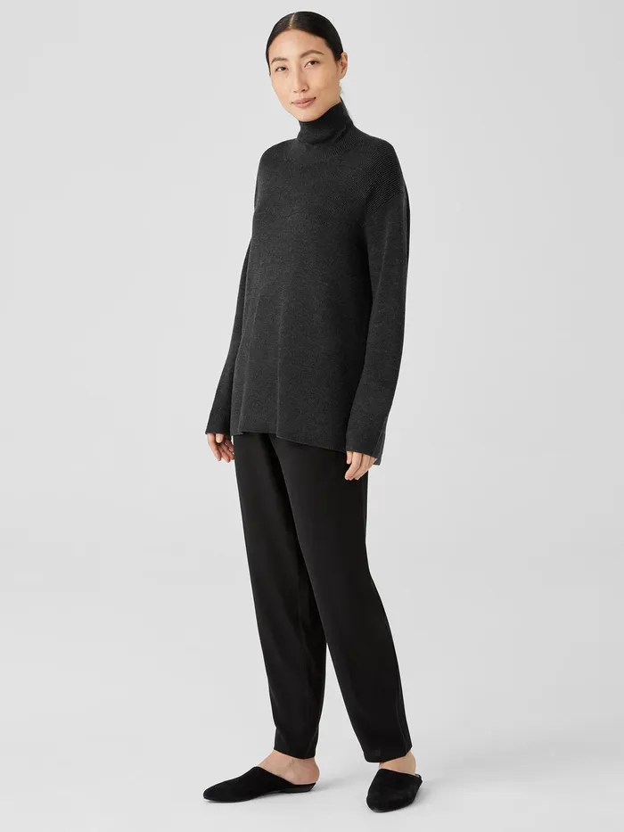 Merino Turtleneck Top Charcoal Women Eileen Fisher Sweaters and Cardigans