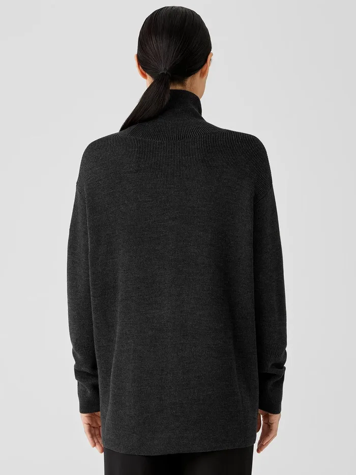 Merino Turtleneck Top Charcoal Women Eileen Fisher Sweaters and Cardigans
