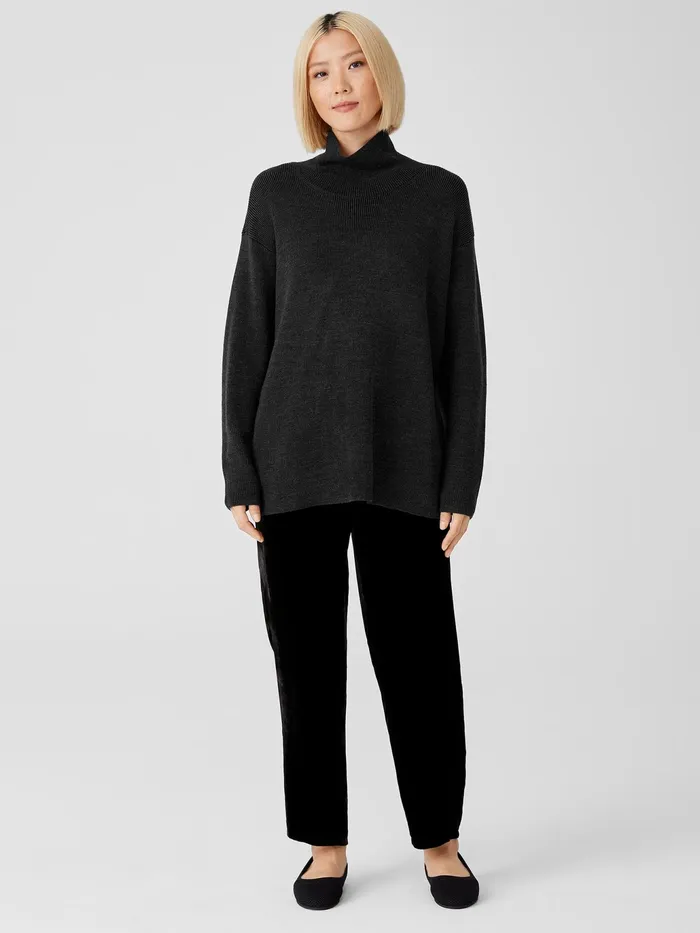 Merino Turtleneck Top Charcoal Women Eileen Fisher Sweaters and Cardigans