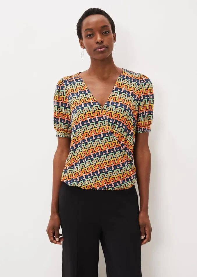 Milano Wrap Top Multicoloured Women Phase Eight Tops and TShirts