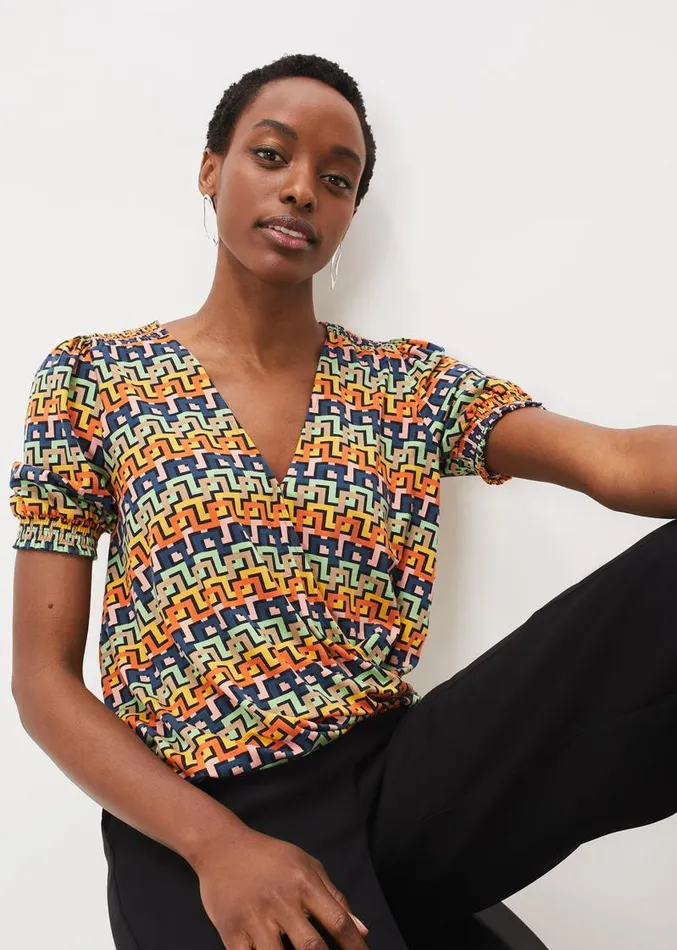 Milano Wrap Top Multicoloured Women Phase Eight Tops and TShirts