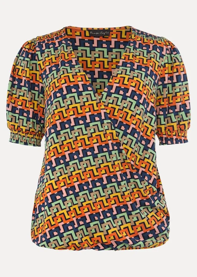 Milano Wrap Top Multicoloured Women Phase Eight Tops and TShirts