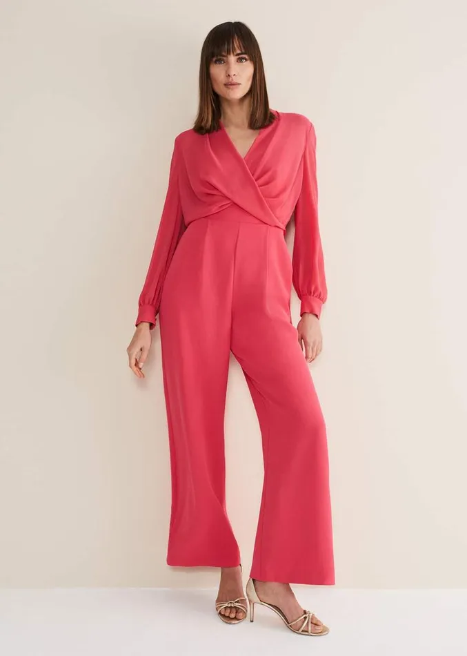 Mindy Wide Leg Jumpsuit Raspberry Women Phase Eight Dresses