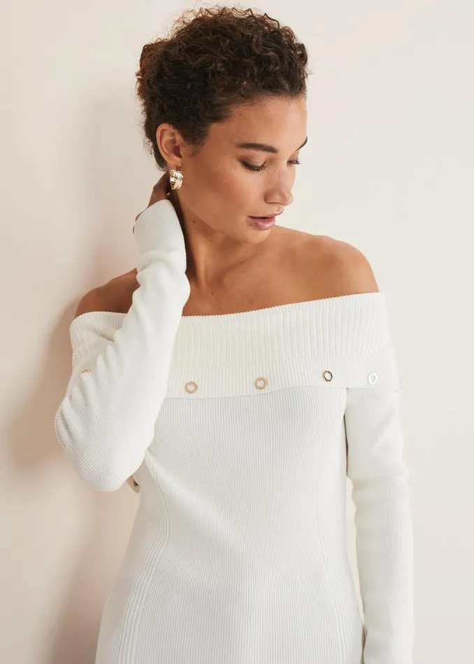 Mirelle Bardot Embellished Knit Ivory Women Phase Eight Knitwear