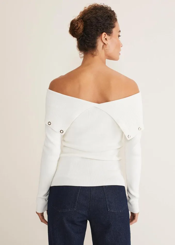 Mirelle Bardot Embellished Knit Ivory Women Phase Eight Knitwear