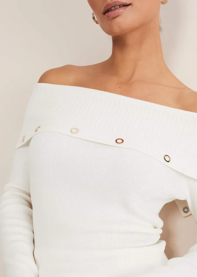 Mirelle Bardot Embellished Knit Ivory Women Phase Eight Knitwear