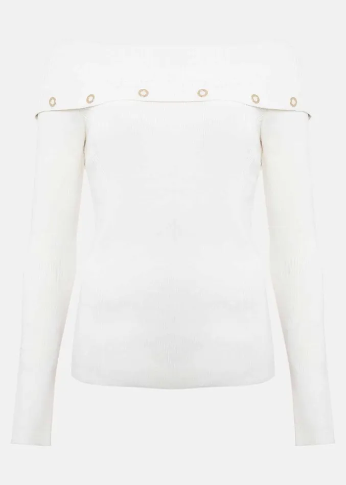 Mirelle Bardot Embellished Knit Ivory Women Phase Eight Knitwear
