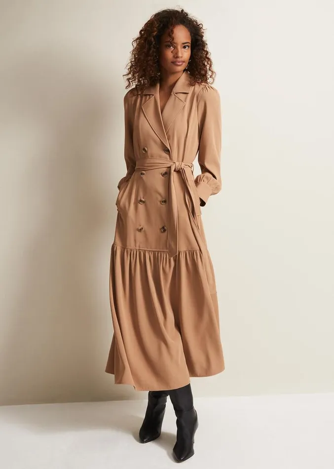Morgan Trench Midi Dress Camel Women Phase Eight Dresses