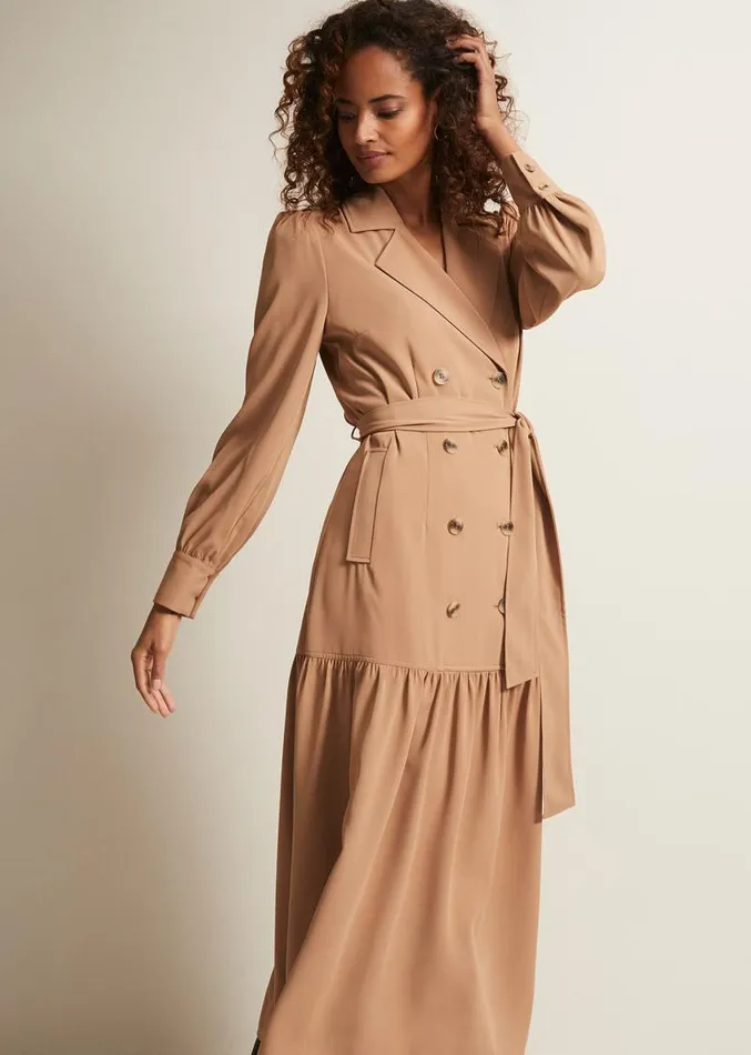 Morgan Trench Midi Dress Camel Women Phase Eight Dresses