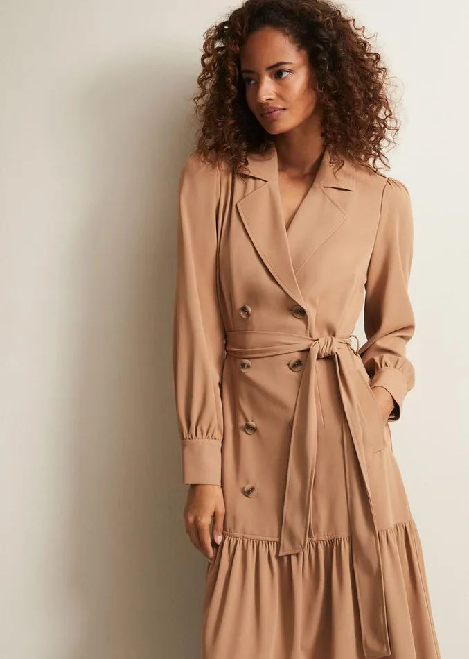 Morgan Trench Midi Dress Camel Women Phase Eight Dresses