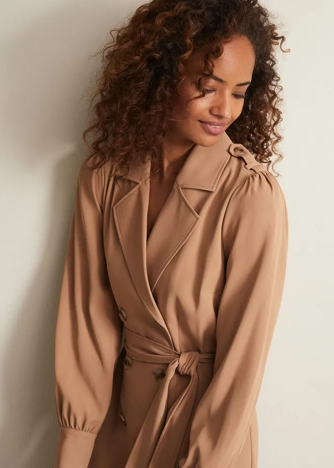 Morgan Trench Midi Dress Camel Women Phase Eight Dresses