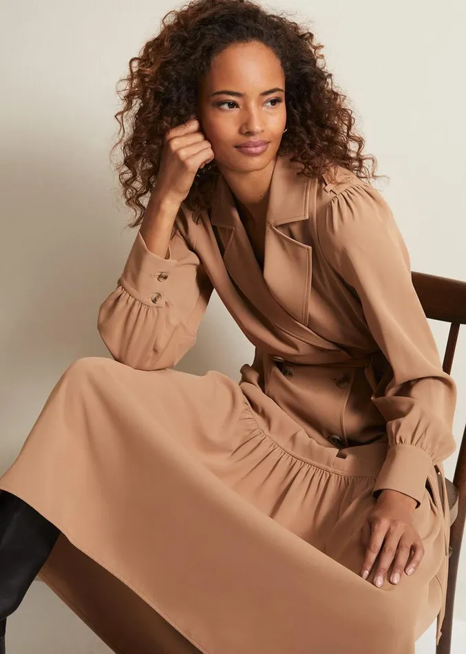 Morgan Trench Midi Dress Camel Women Phase Eight Dresses