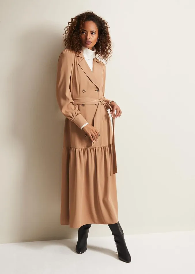 Morgan Trench Midi Dress Camel Women Phase Eight Dresses