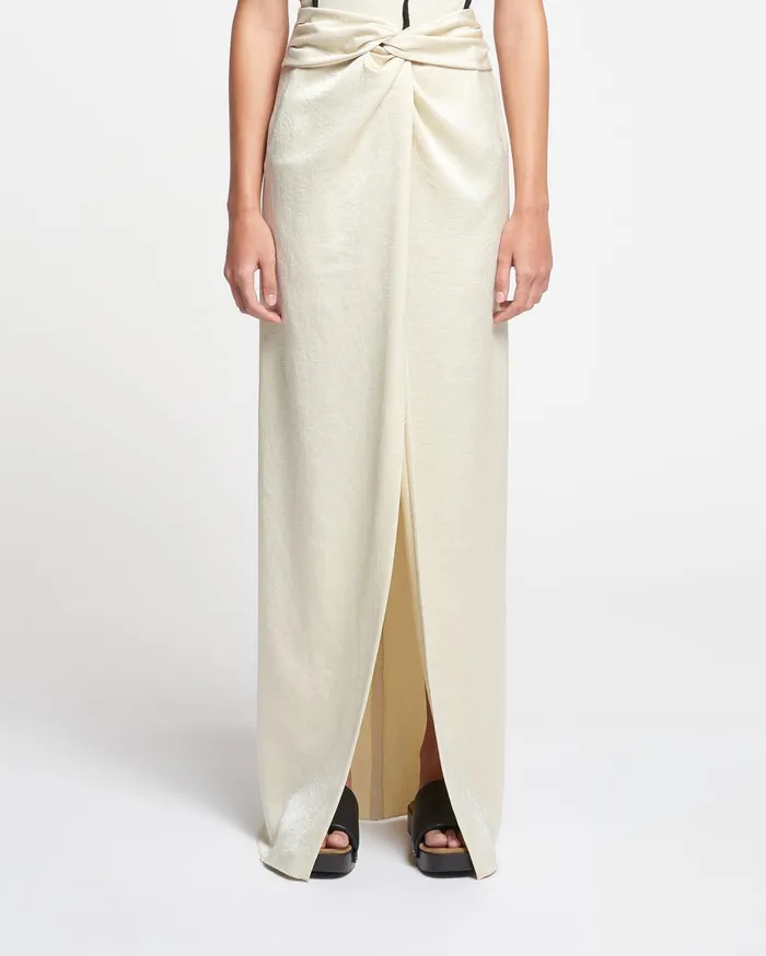 Myde Draped CrispSatin Maxi Skirt Creme Women Nanushka Skirts