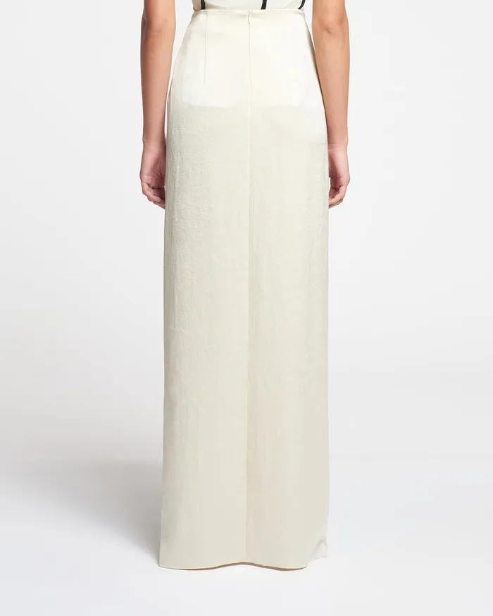 Myde Draped CrispSatin Maxi Skirt Creme Women Nanushka Skirts
