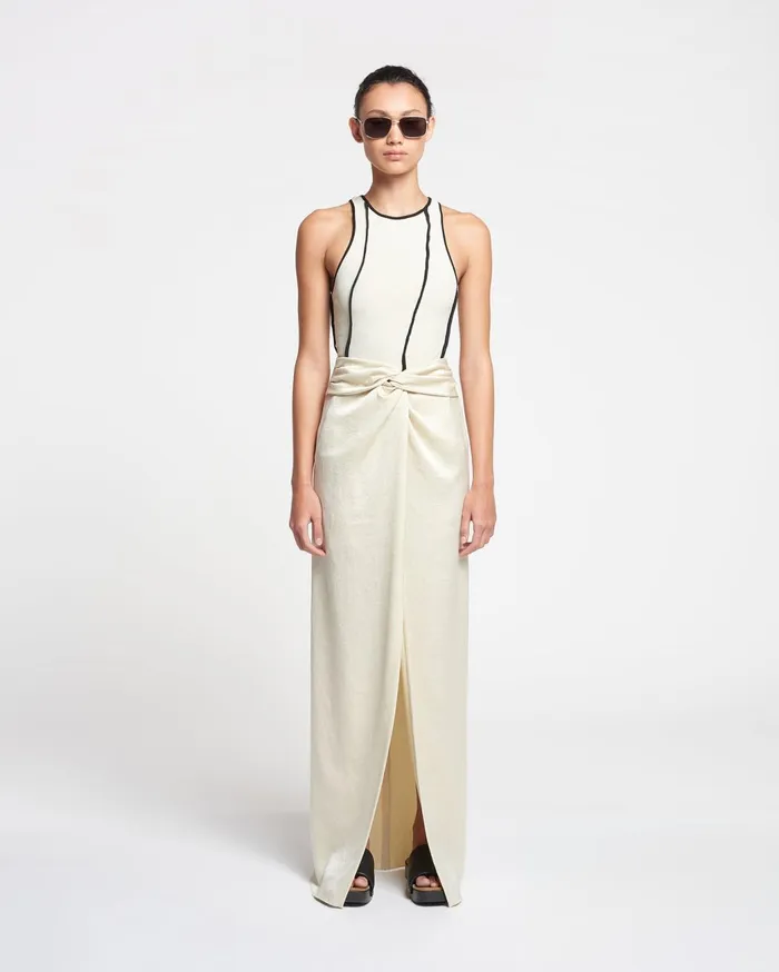 Myde Draped CrispSatin Maxi Skirt Creme Women Nanushka Skirts