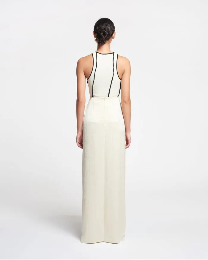 Myde Draped CrispSatin Maxi Skirt Creme Women Nanushka Skirts