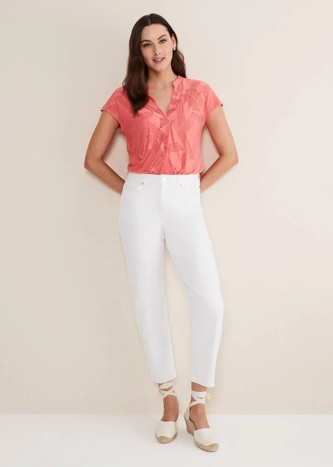 Mylah Burnout Abstract Top Apricot Women Phase Eight Tops and TShirts