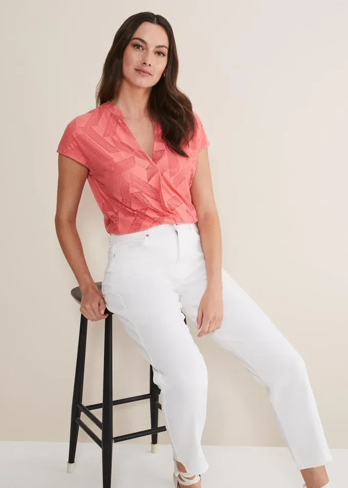 Mylah Burnout Abstract Top Apricot Women Phase Eight Tops and TShirts
