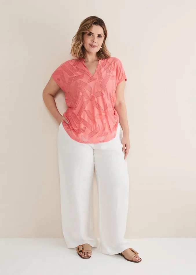 Mylah Burnout Abstract Top Apricot Women Phase Eight Tops and TShirts