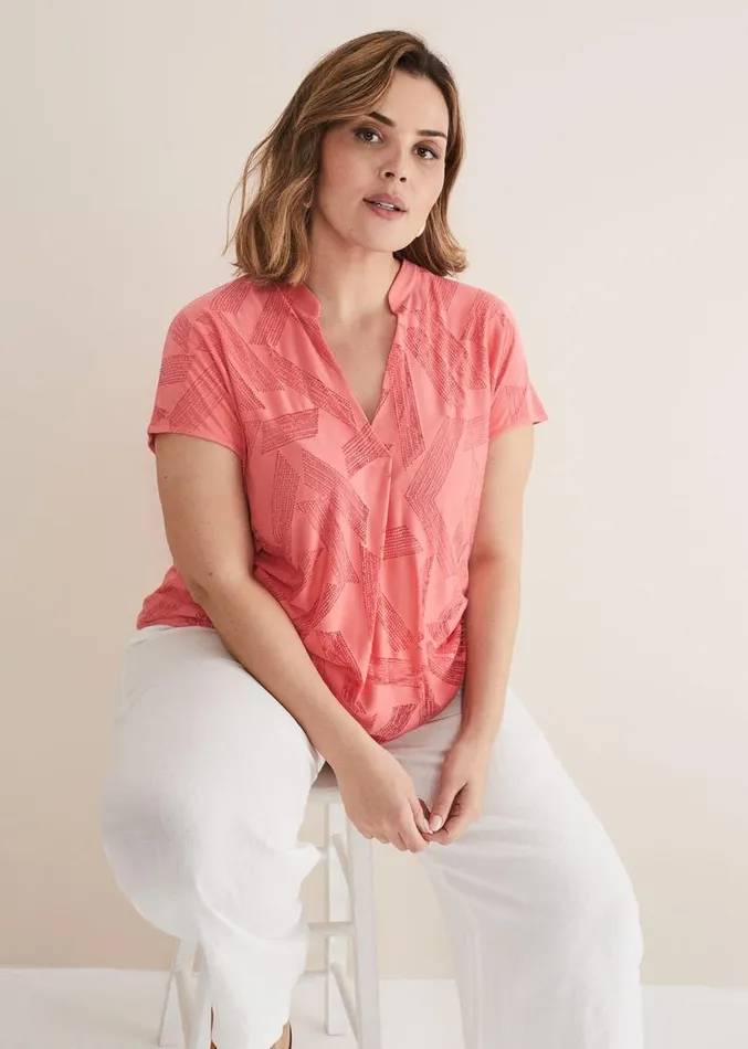 Mylah Burnout Abstract Top Apricot Women Phase Eight Tops and TShirts