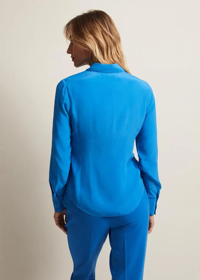 Nadelina Luxe Plain Fitted Shirt Teal Women Phase Eight Shirts and Blouses