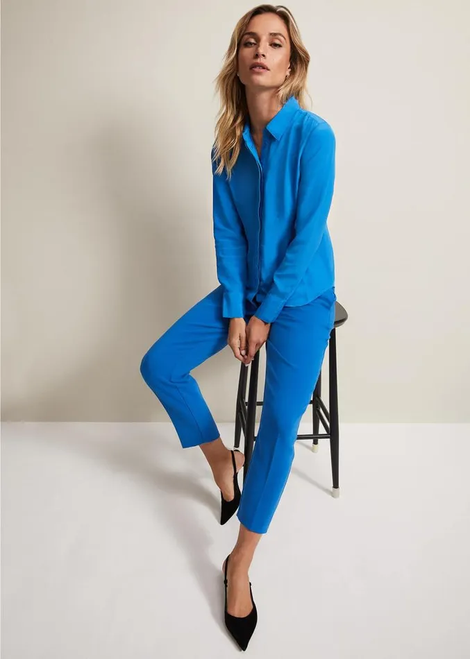 Nadelina Luxe Plain Fitted Shirt Teal Women Phase Eight Shirts and Blouses