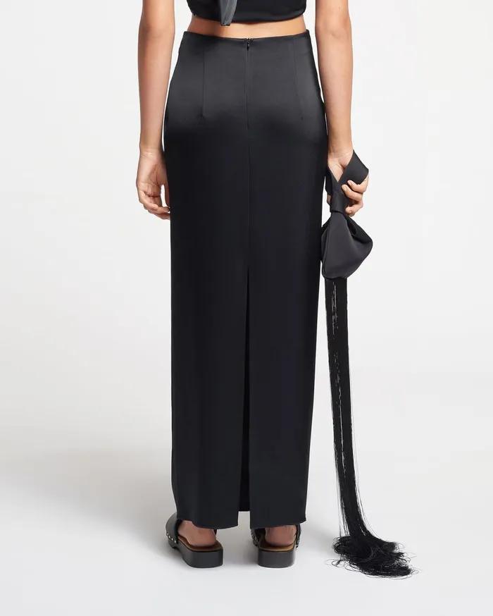 Nago Knotted Slip Satin Skirt Black Women Nanushka Skirts