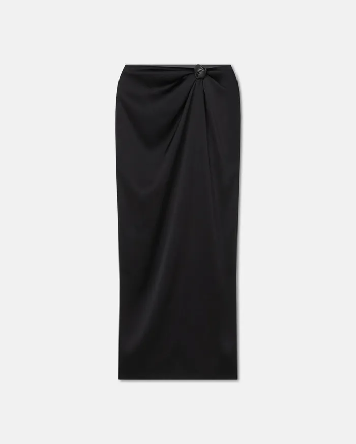 Nago Knotted Slip Satin Skirt Black Women Nanushka Skirts